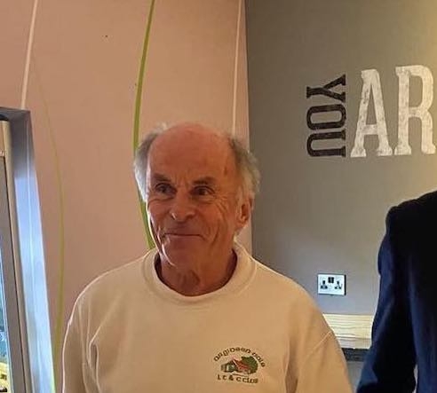 Hugh Harrington. Captain of Irish Over 75's Men's Singles Team